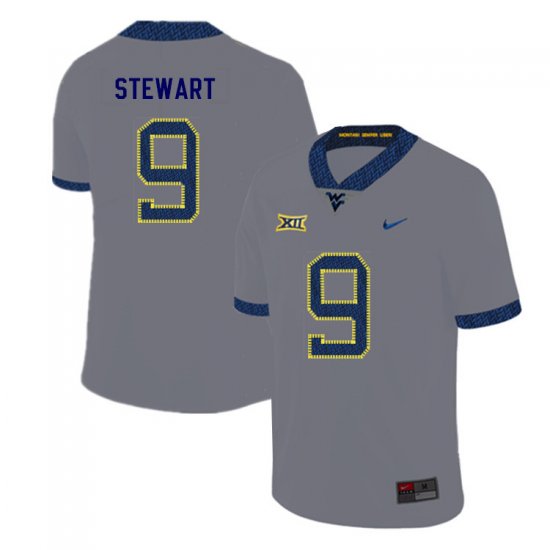 Men's West Virginia Mountaineers NCAA #9 Jovanni Stewart Gray Authentic Nike 2019 Stitched College Football Jersey ZY15K34XN